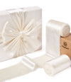 Frayed Edges Glossy Velvet Ribbon For Christmas 2.5"x 5YD (White) - Vitalizart