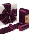 Frayed Edges Glossy Velvet Ribbon For Christmas 2.5"x 5YD (Burgundy Red) - Vitalizart