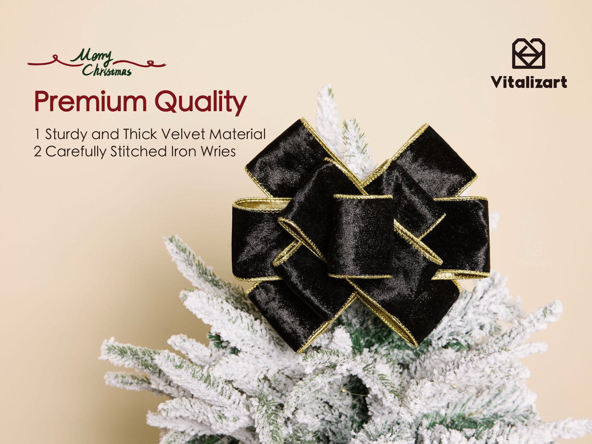 Wired Velvet Metallic Crushed Ribbon 2.5" x 10 Yd (Black) - Vitalizart