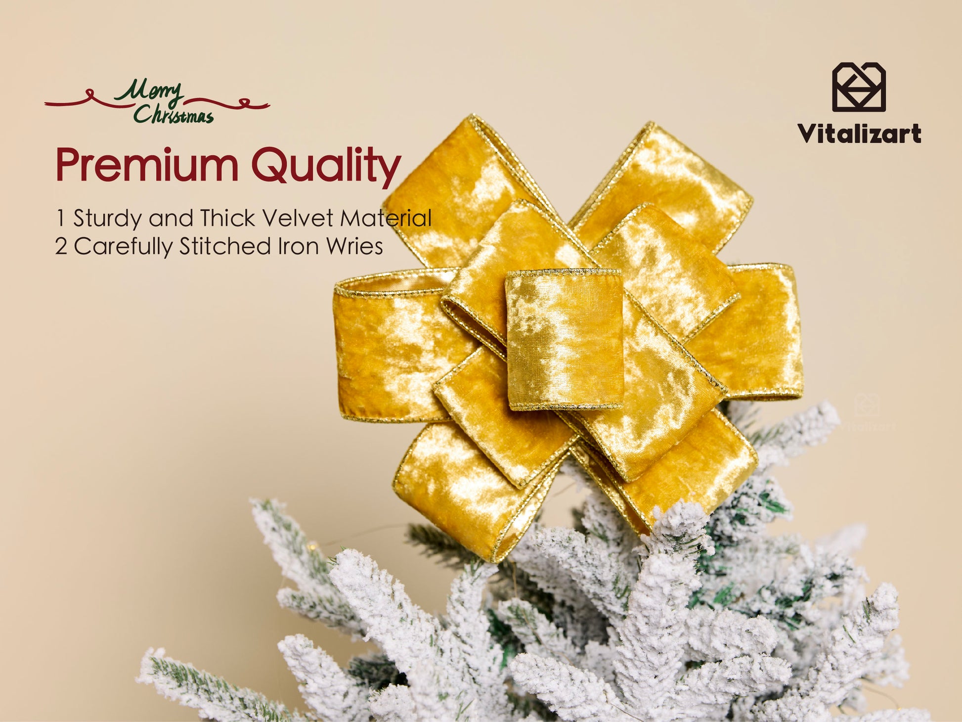 Wired Velvet Metallic Crushed Ribbon 2.5" x 10 Yd (Gold) - Vitalizart