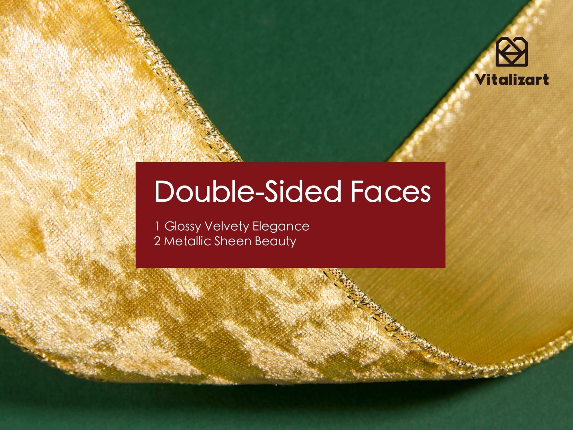 Wired Velvet Metallic Crushed Ribbon 2.5" x 10 Yd (Gold) - Vitalizart