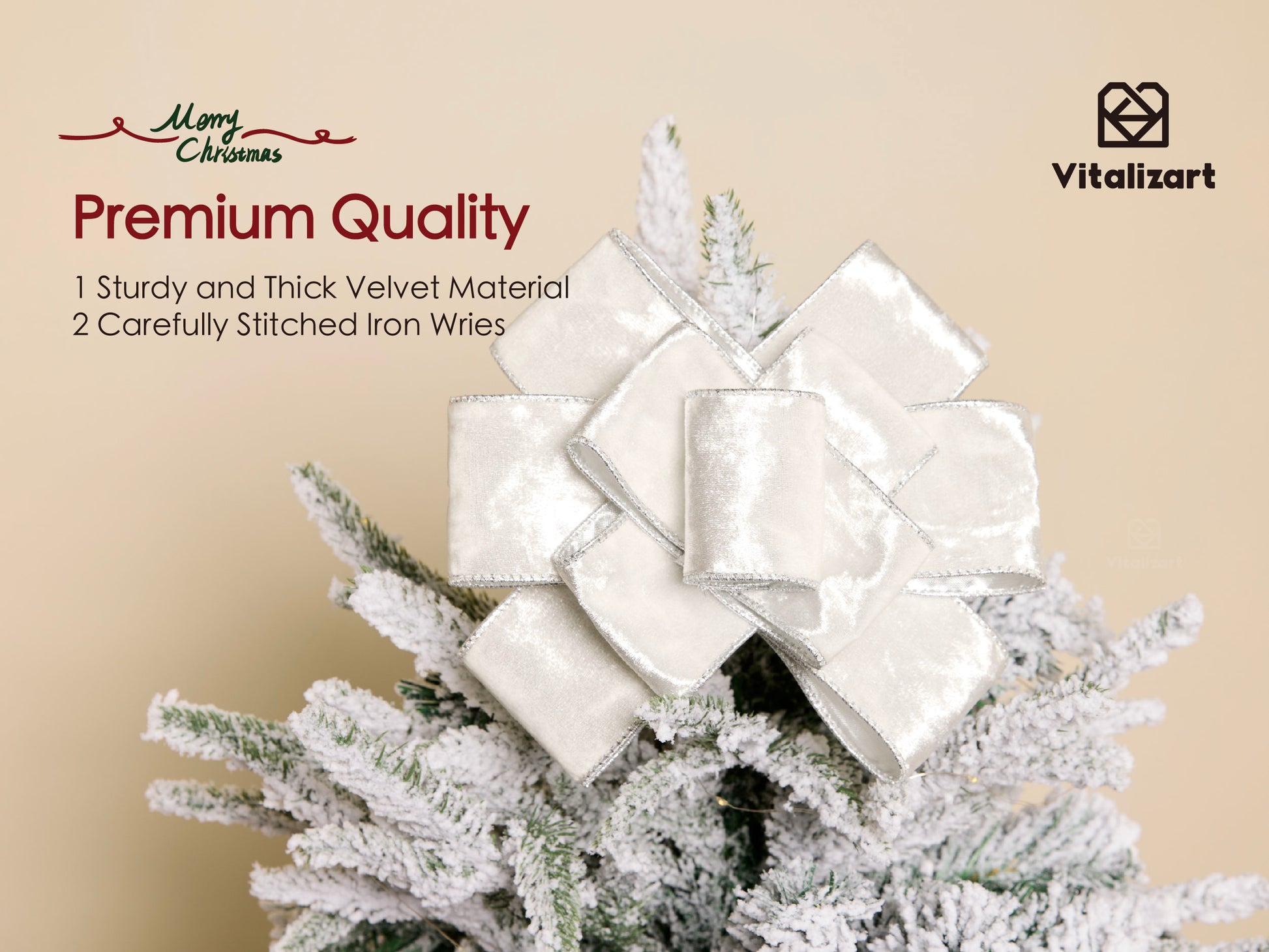 Wired Velvet Metallic Crushed Ribbon 2.5" x 10 Yd (White) - Vitalizart