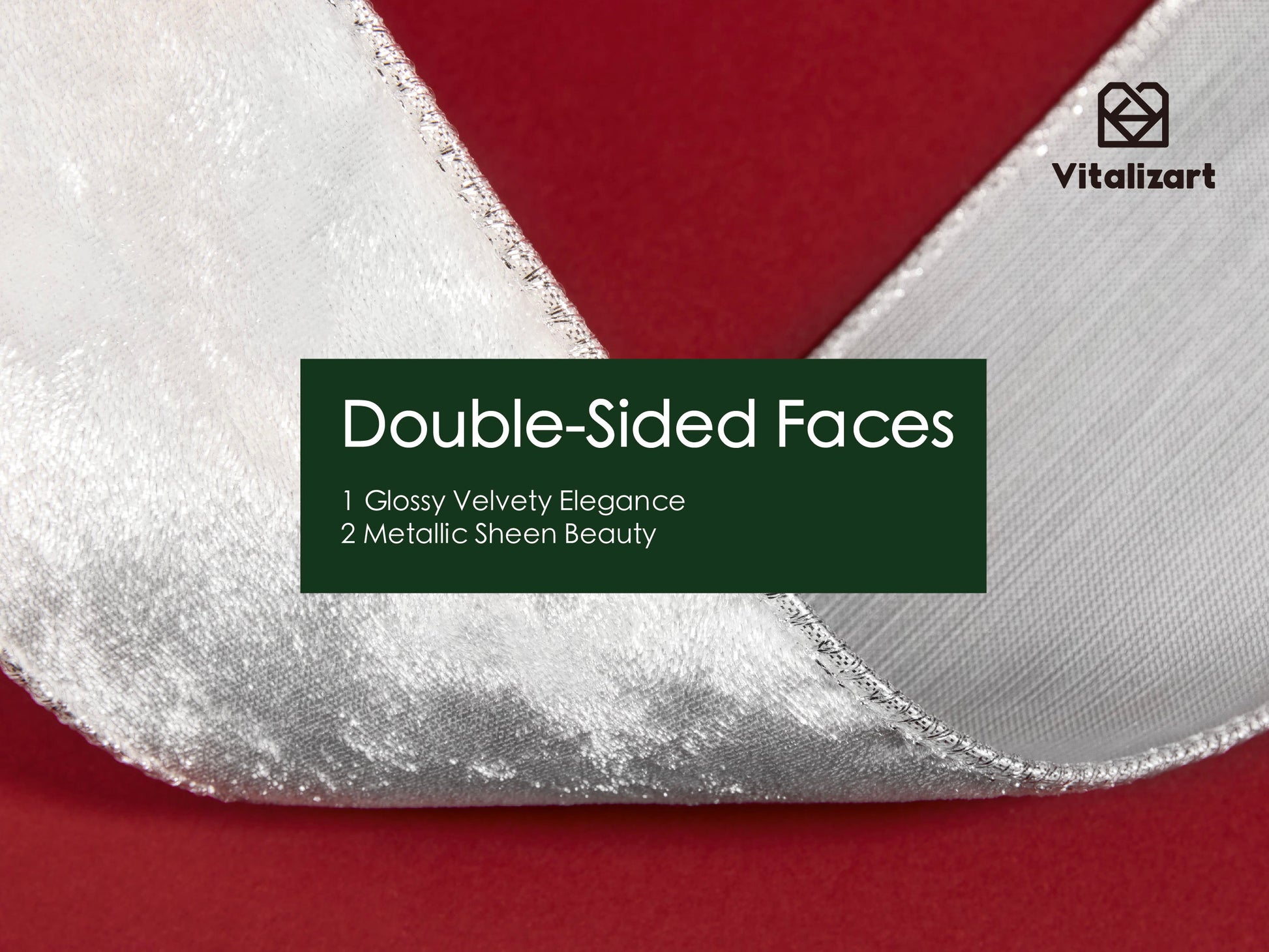 Wired Velvet Metallic Crushed Ribbon 2.5" x 10 Yd (White) - Vitalizart