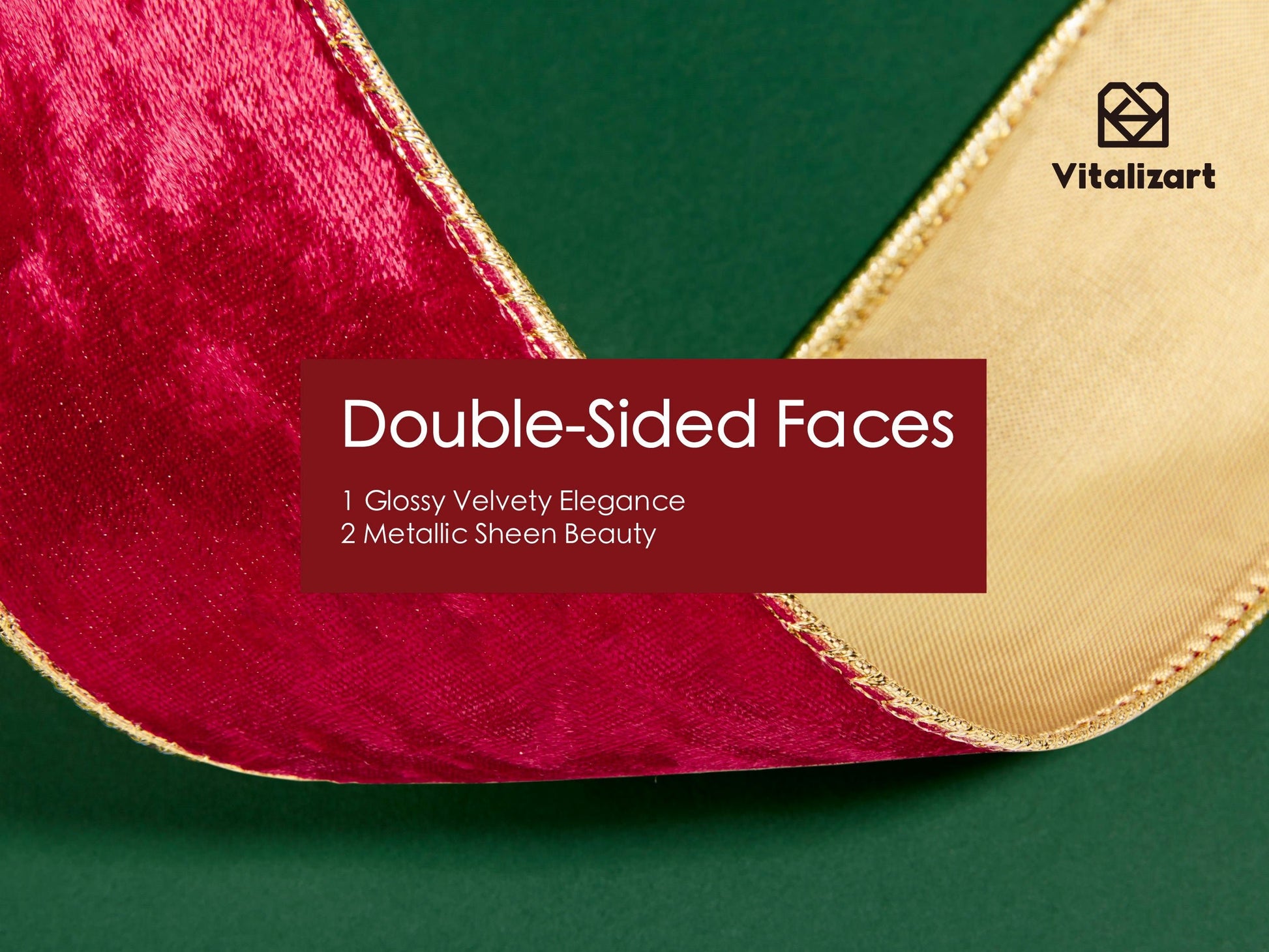 Wired Velvet Metallic Crushed Ribbon 2.5" x 10 Yd (Red) - Vitalizart
