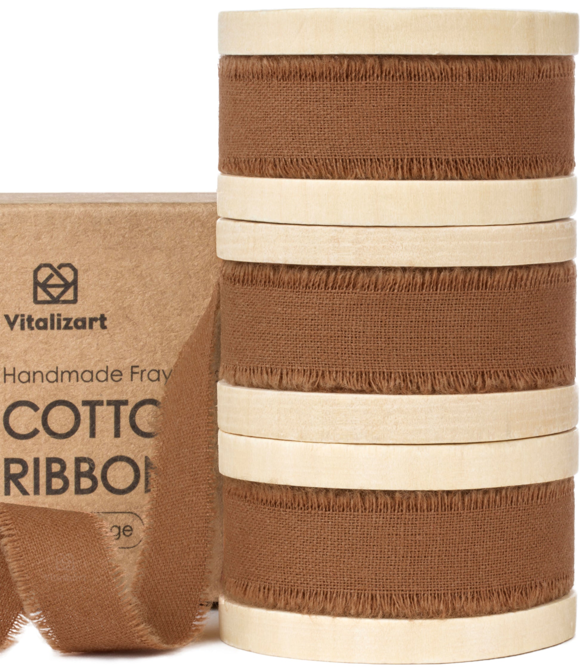 Cotton Ribbon Handmade Fringe 5/8" x 21 Yd (Brown) - Vitalizart