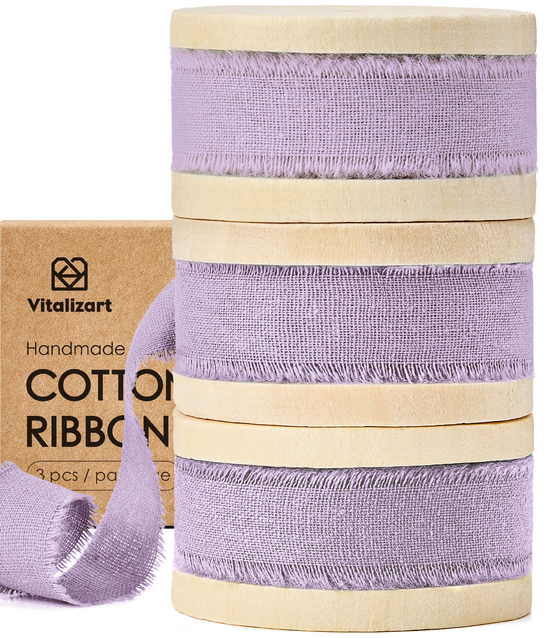 Cotton Ribbon Handmade Fringe 5/8" x 21 Yd (Lavender) - Vitalizart