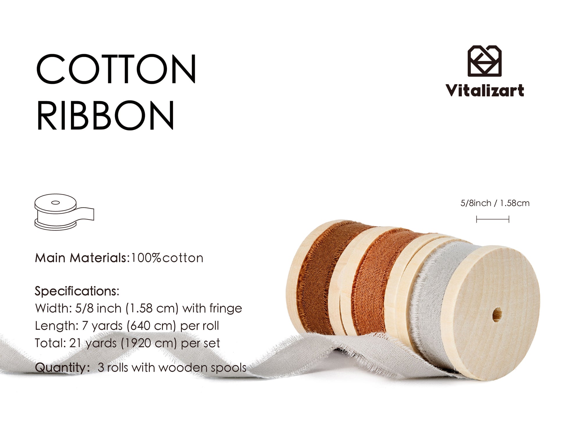Cotton Ribbon Handmade Fringe 5/8" x 21 Yd (Fall) - Vitalizart