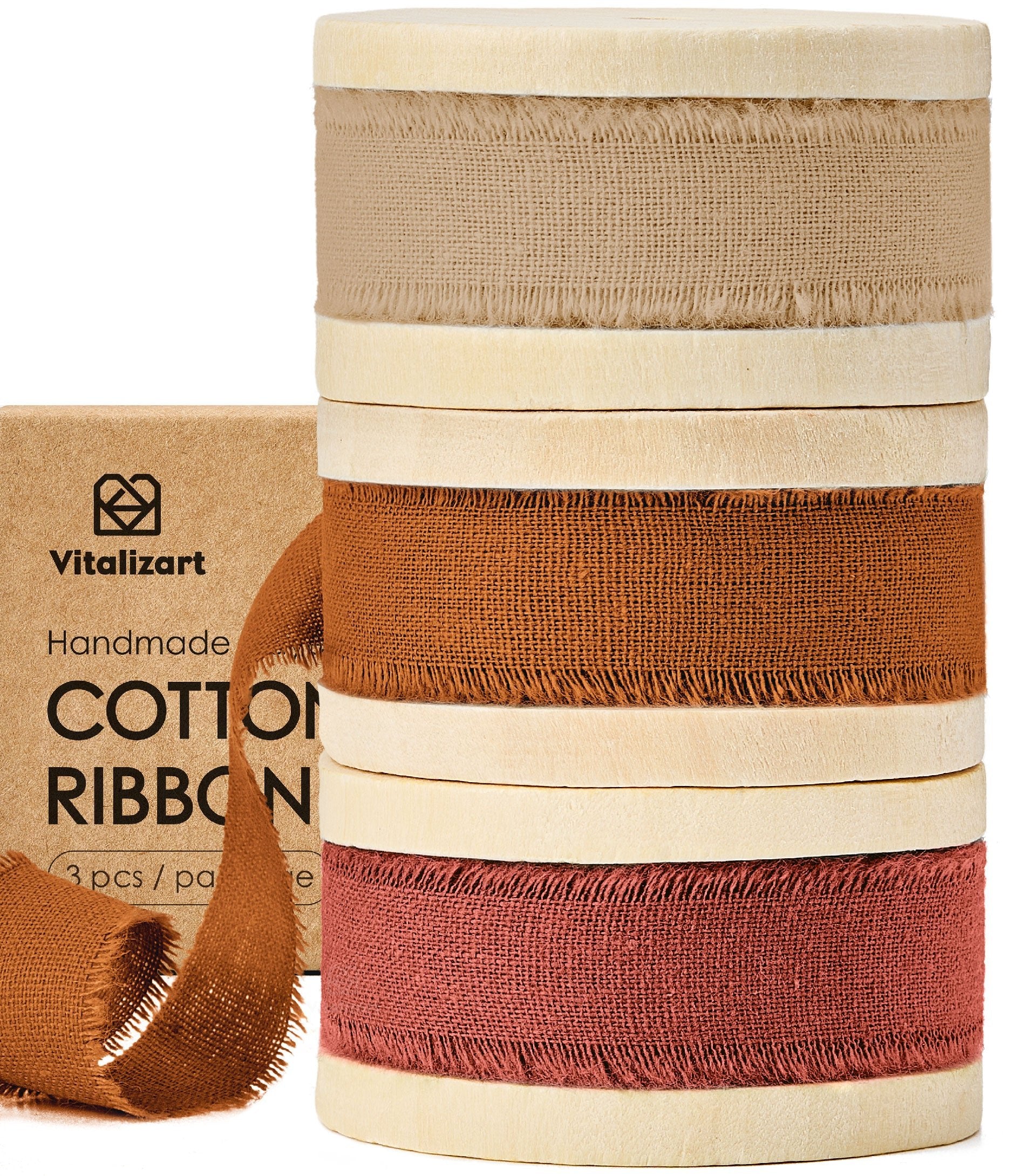 Cotton Ribbon Handmade Fringe 5/8" x 21 Yd (Terracotta) - Vitalizart