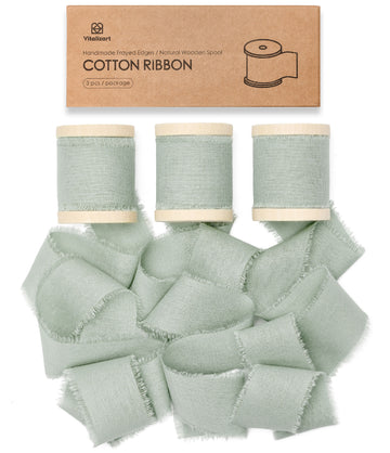 Cotton Ribbon Handmade Fringe 1.5" x 15 Yd (Dusty Green)
