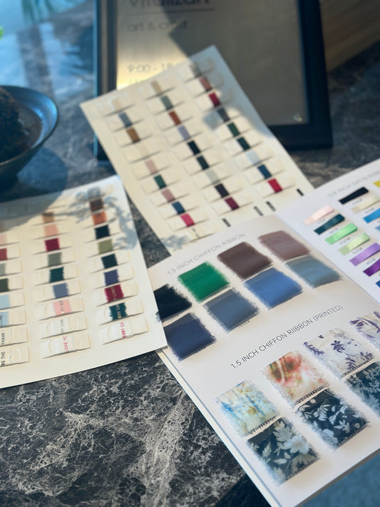 Luxury Swatch Book – Velvet, Silk Satin, Chiffon, Cotton, Organza & Printed Ribbon, Custom logo Collection - Vitalizart
