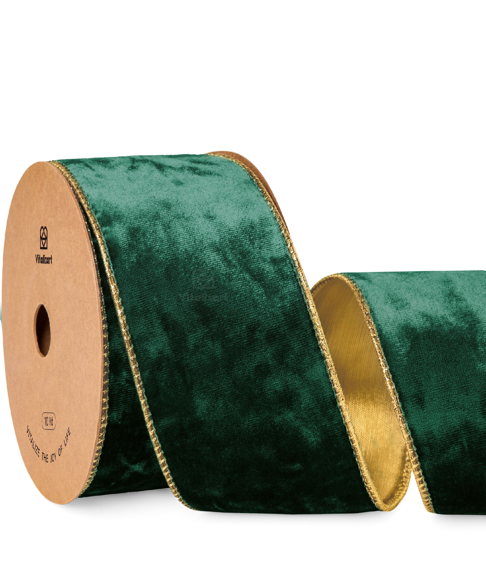 Wired Velvet Metallic Crushed Ribbon 2.5" x 10 Yd (Green) - Vitalizart