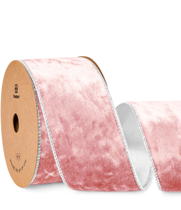 Wired Velvet Metallic Crushed Ribbon 2.5" x 10 Yd (Pink)