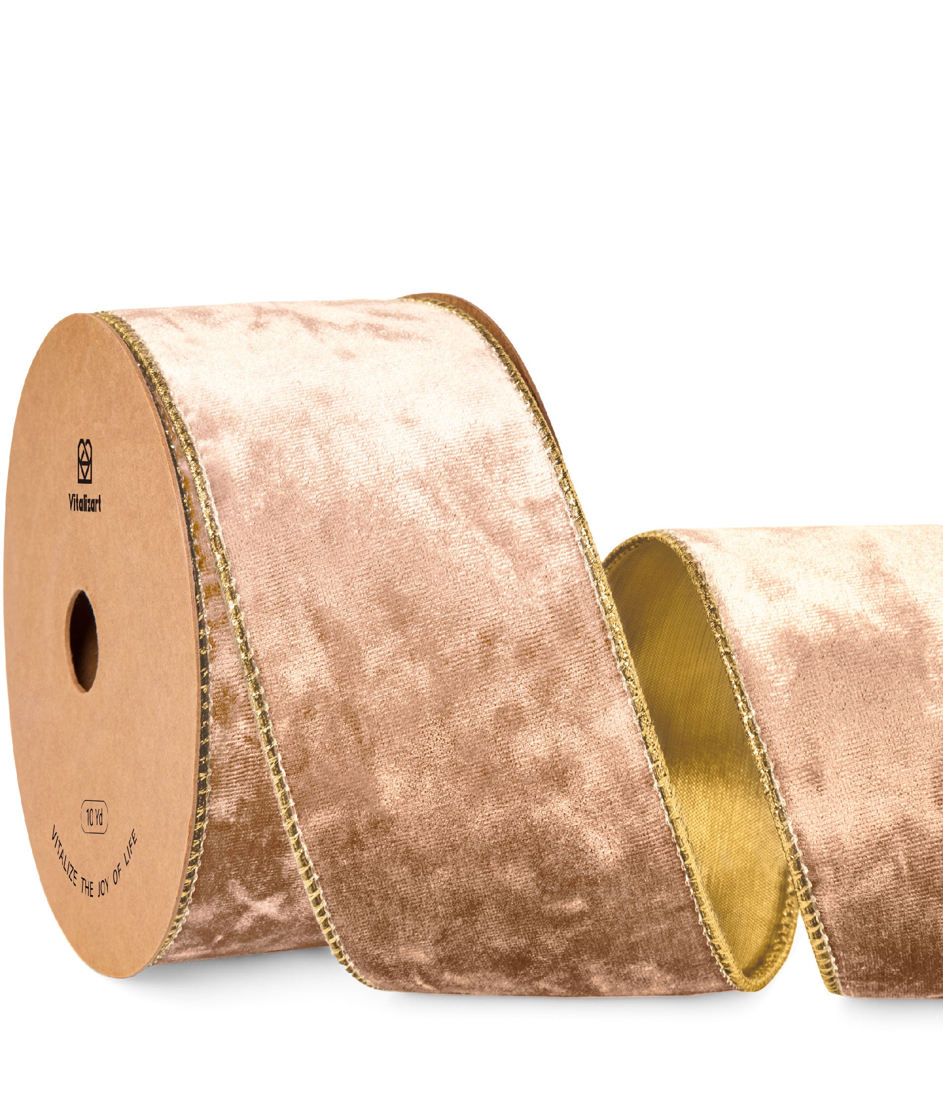 Wired Velvet Metallic Crushed Ribbon 2.5" x 10 Yd (Nude) - Vitalizart