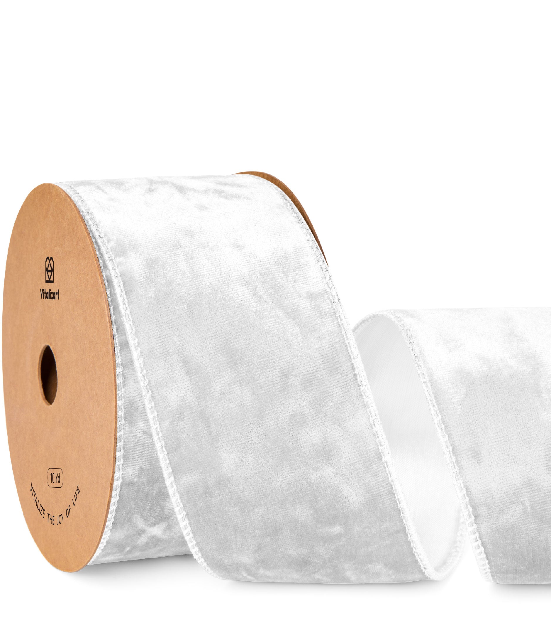 Wired Velvet Metallic Crushed Ribbon 2.5" x 10 Yd (White) - Vitalizart