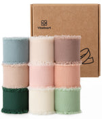 Nine chiffon ribbon rolls in assorted colors