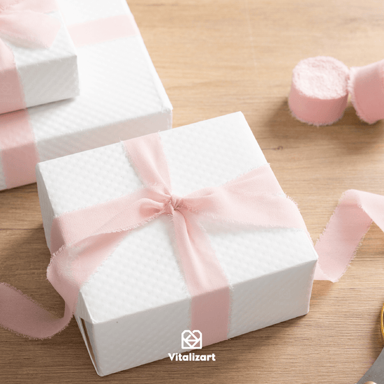 Blush pink chiffon ribbon draped to show its texture