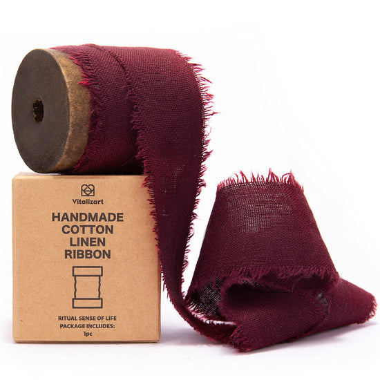 Alternate view of burgundy cotton-linen ribbon
