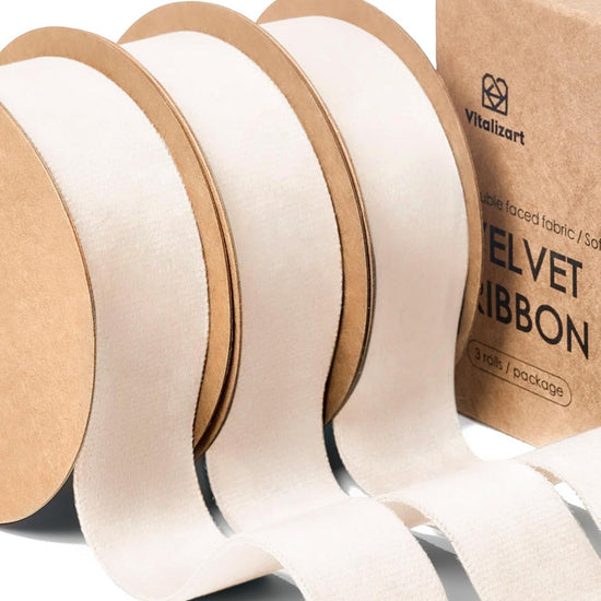 Alternate view of cream-ivory velvet ribbon