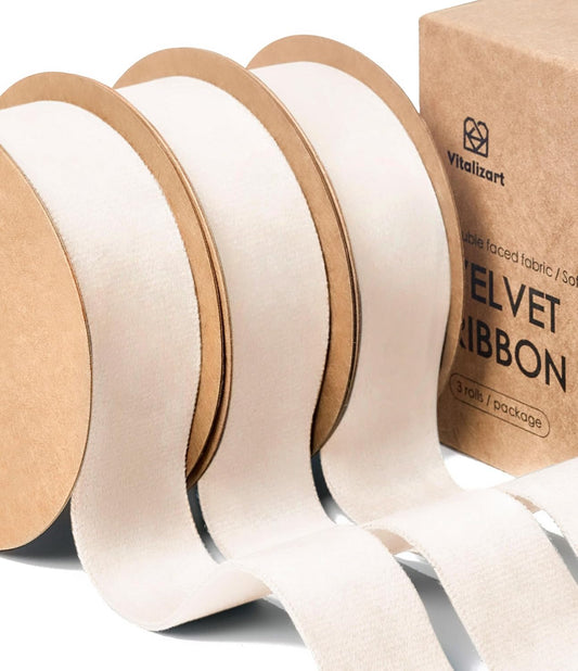 Alternate view of cream-ivory velvet ribbon