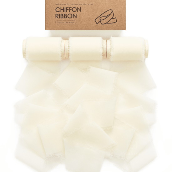 Alternate view of cream-white chiffon ribbon