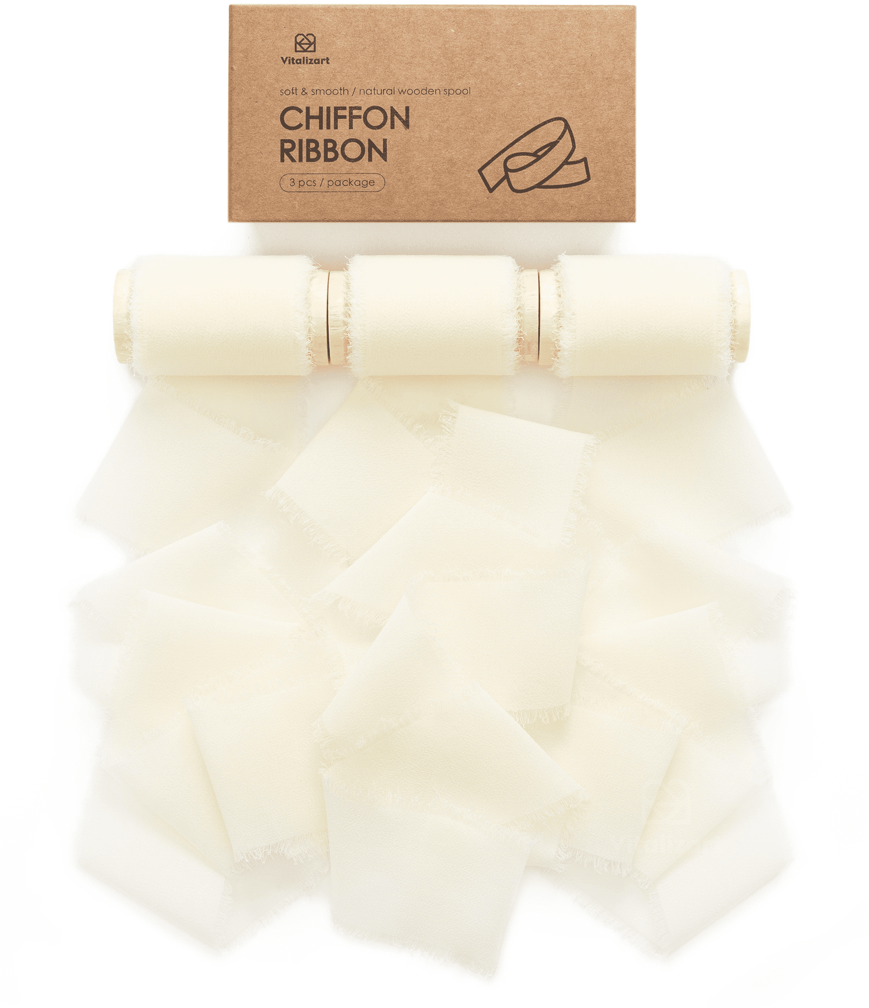 Alternate view of cream-white chiffon ribbon