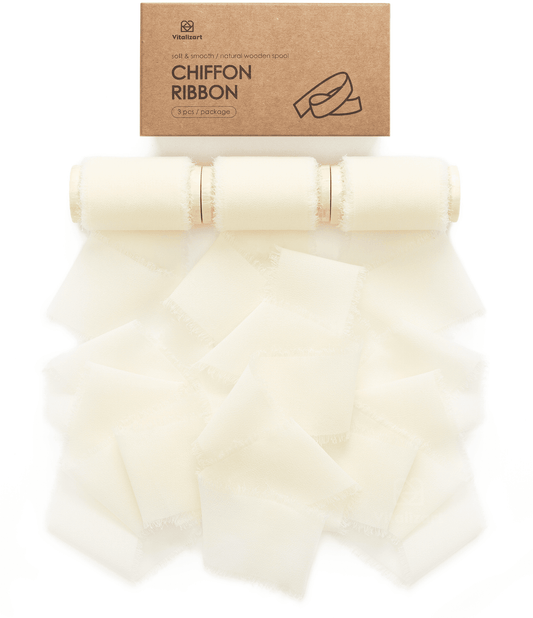 Alternate view of cream-white chiffon ribbon