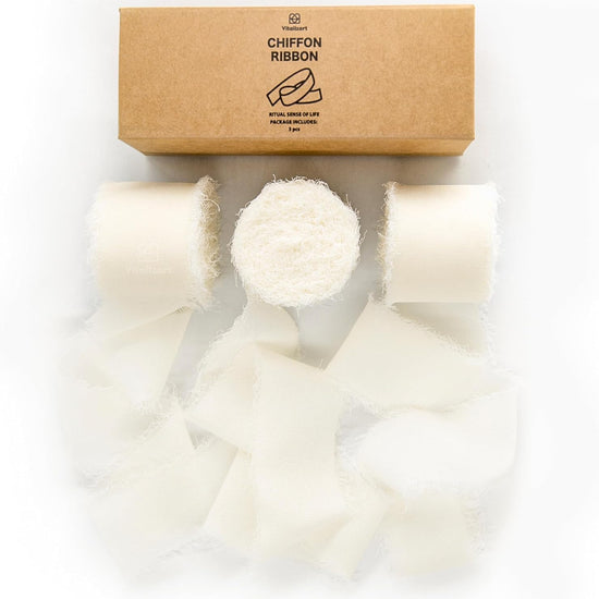 Alternate view of the 21-yard cream-white chiffon ribbon