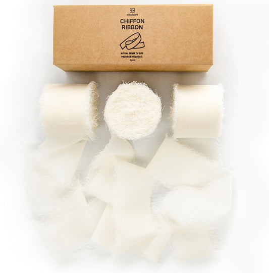 Alternate view of the 21-yard cream-white chiffon ribbon