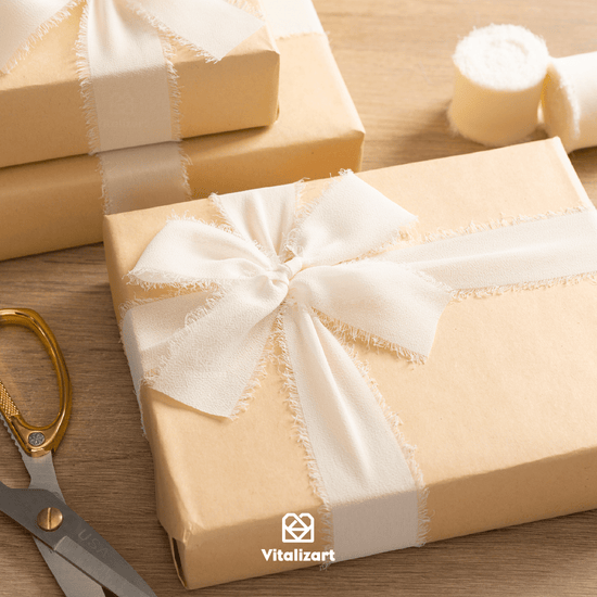 Cream-white fringe chiffon ribbon, 1.5 inches wide