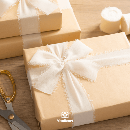 Alternate view of cream-white fringe chiffon ribbon