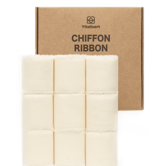 Cream-white fringe chiffon ribbon, 1.5 inches wide