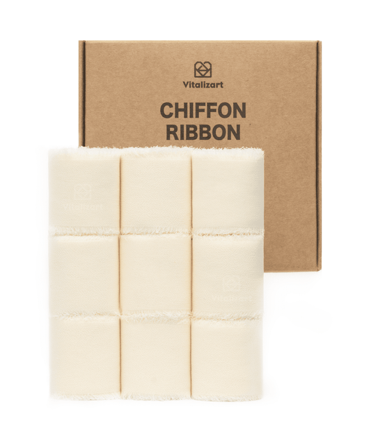 Cream-white fringe chiffon ribbon, 1.5 inches wide