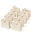 Mini cream-white paper gift bags with ribbon handles