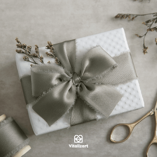 Alternate view of dusty green silk satin ribbon