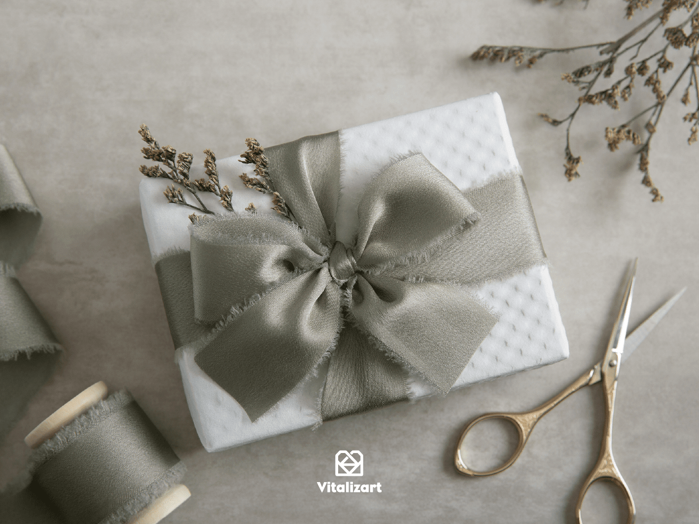 Alternate view of dusty green silk satin ribbon