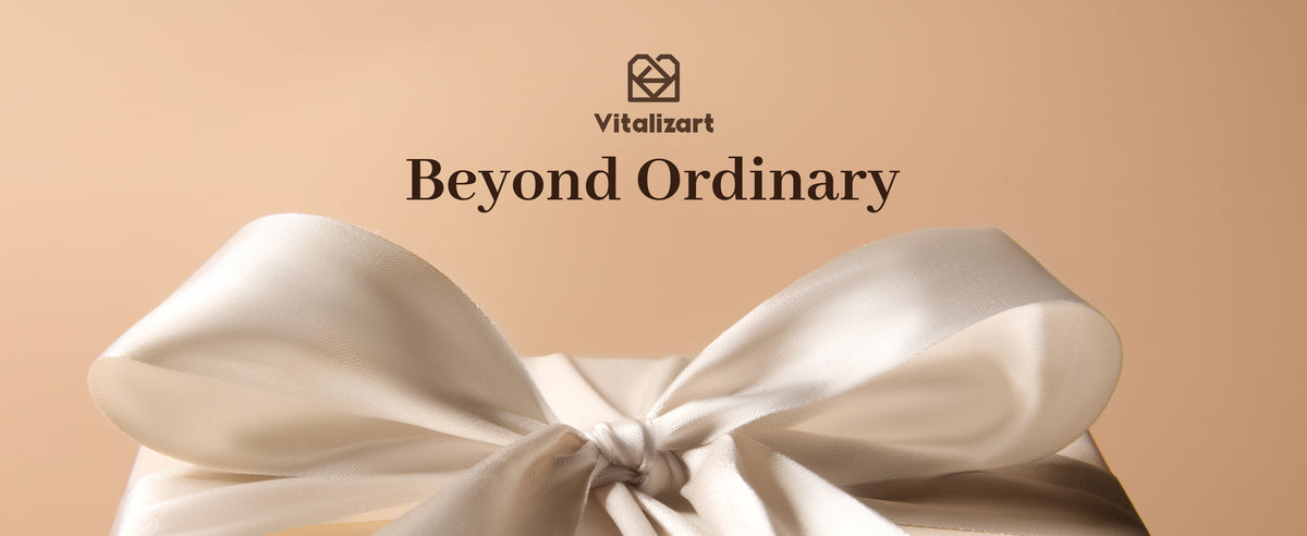 Wide ivory satin ribbon tied into a large lustrous bow against a warm peach background.