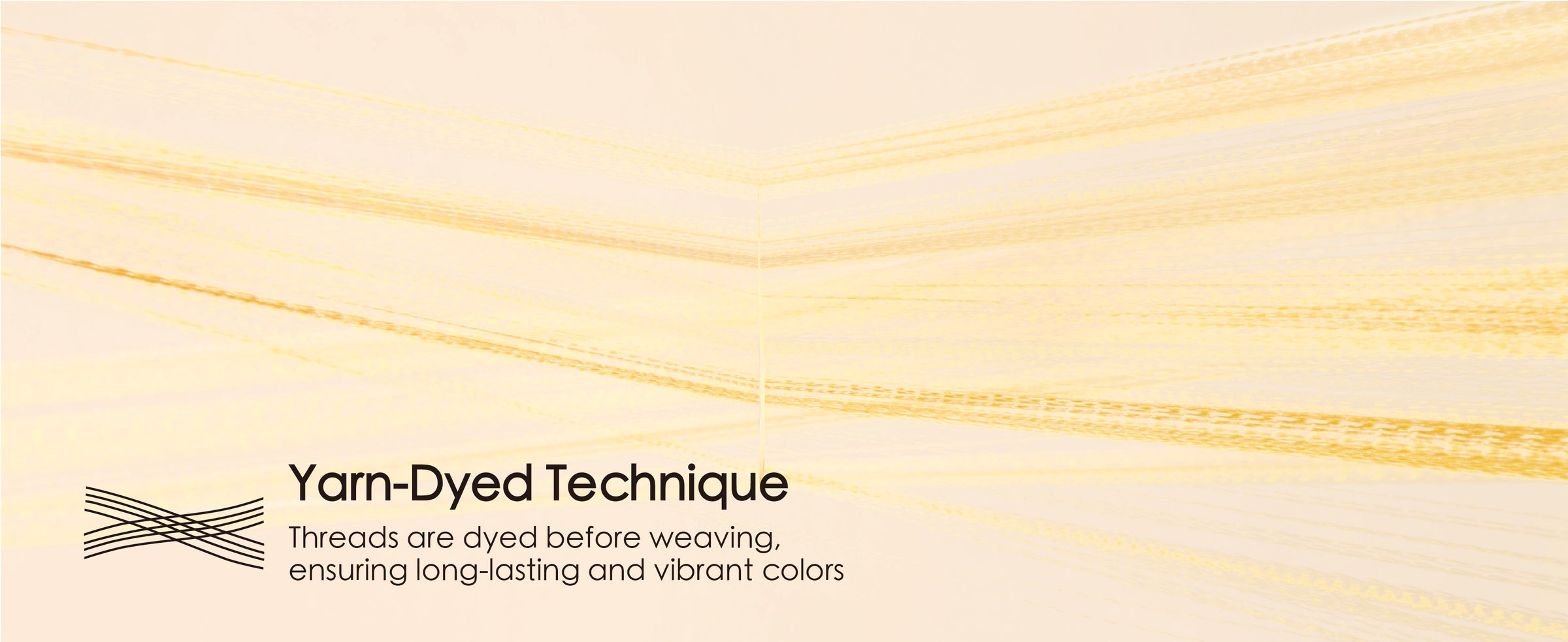 Close-up of translucent champagne ribbon strands highlighting their yarn-dyed woven texture