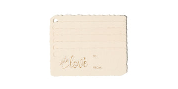 Six ivory gift tags with gold With Love lettering