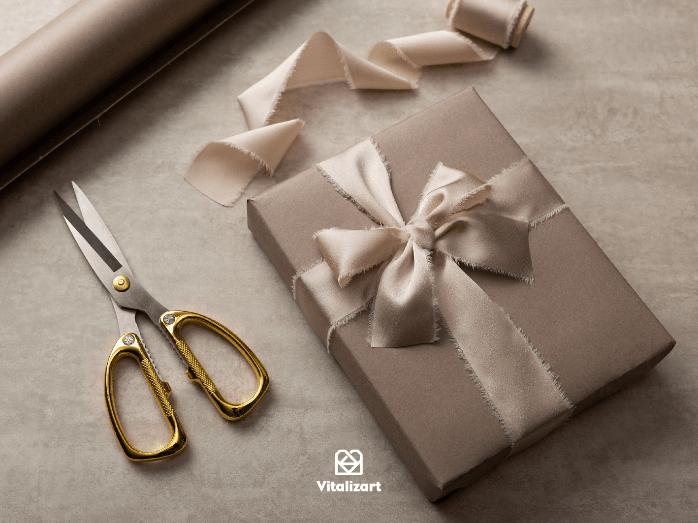 Light nude silk satin ribbon draped to show its sheen