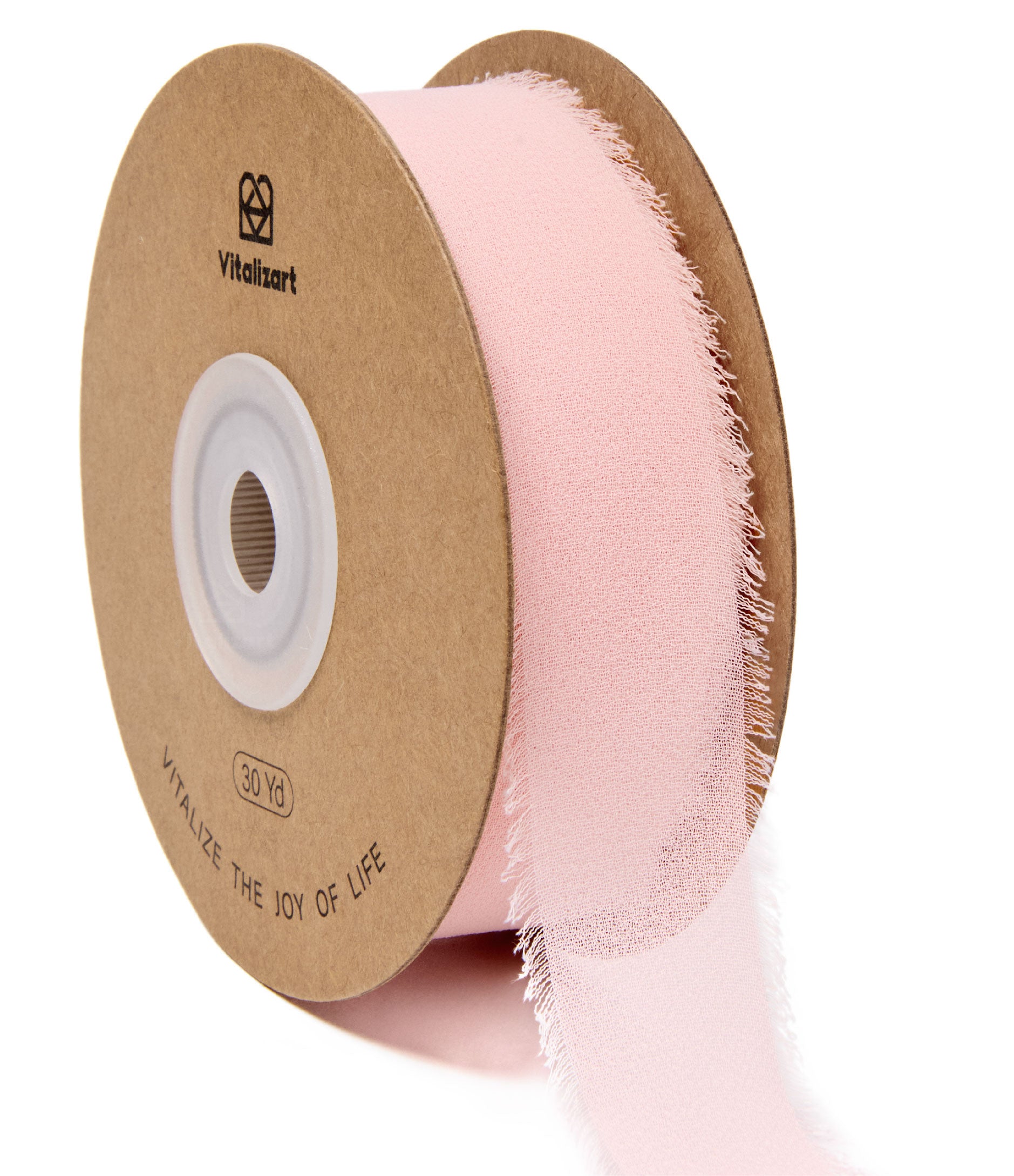 Light pink fringe chiffon ribbon, 1 inch wide