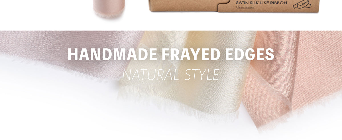Pale pink, ivory, and peach satin-like ribbons arranged in glossy folds with soft frayed edges.