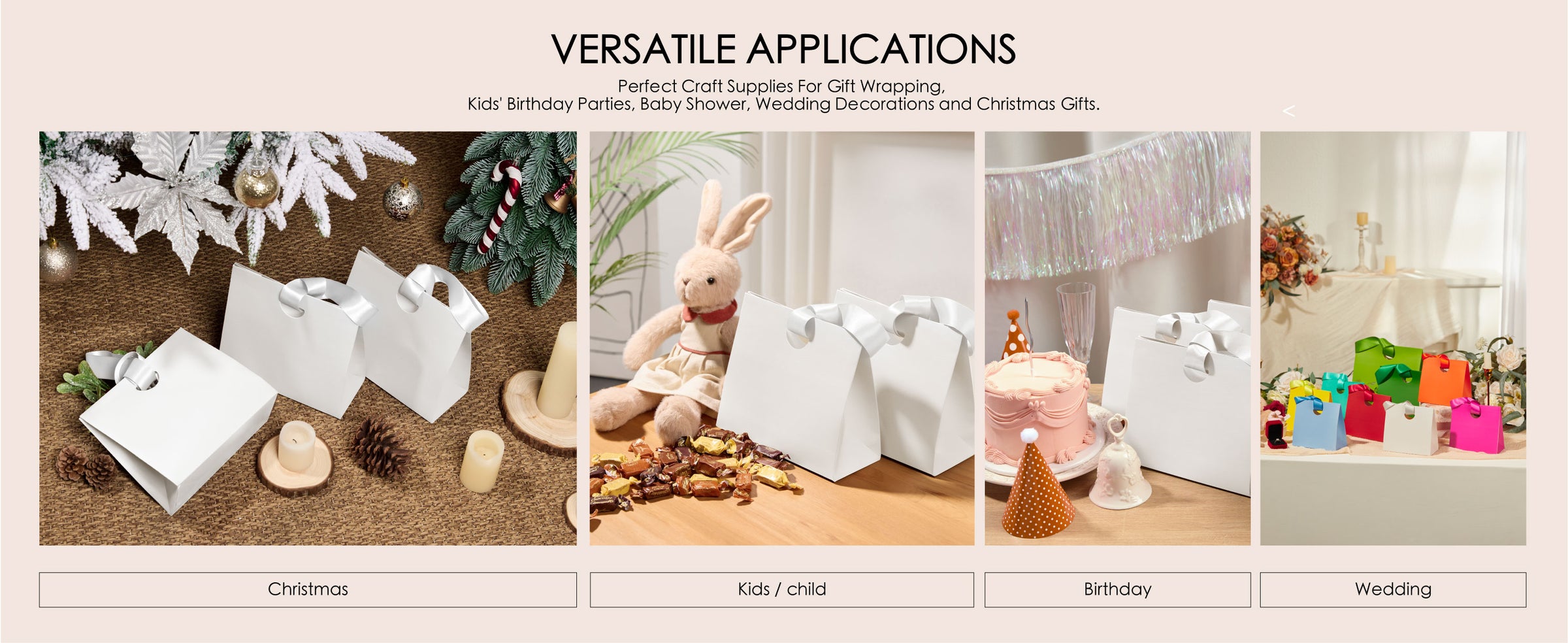 Assorted-color medium paper gift bags with ribbon handles used for birthdays, parties, weddings, and everyday gifts