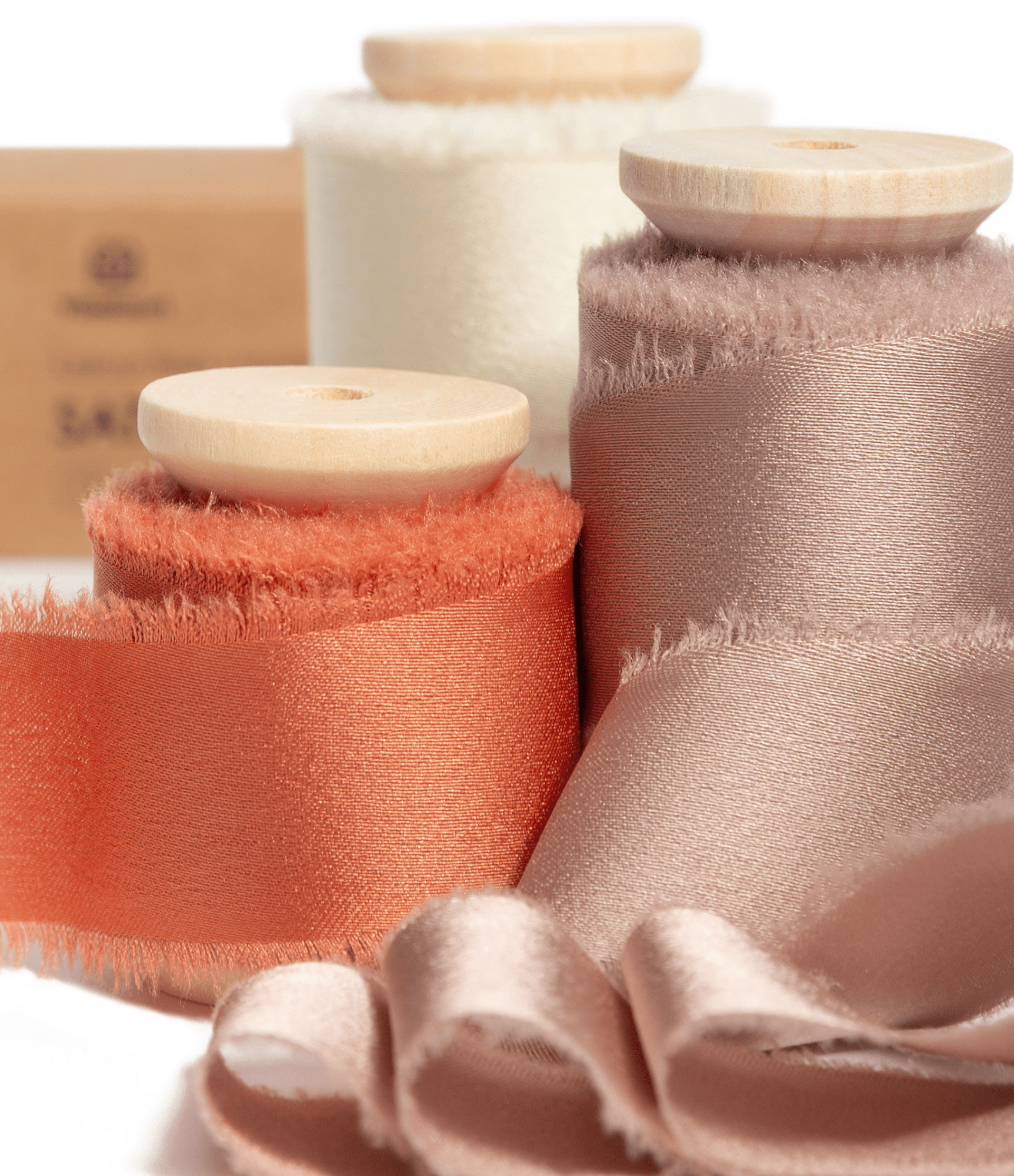 Silk Satin Ribbon With Wooden Spool 1" x 15 Yd (Terracotta Fall) - Vitalizart