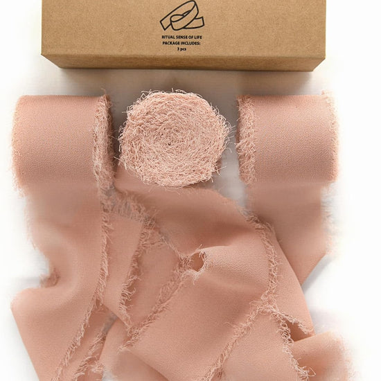 Alternate view of rose-gold fringe chiffon ribbon