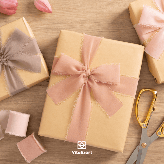 Rose-gold fringe chiffon ribbon, 1.5 inches wide