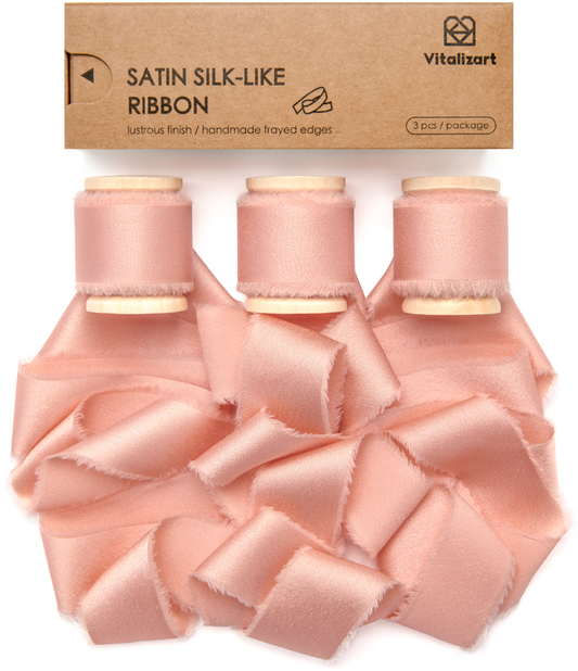 Silk Satin Ribbon With Wooden Spool 1" x 15 Yd (Light Pink)