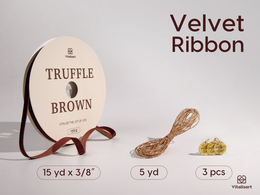Vitalizart 3/8" Velvet Ribbon Red 15 Yard (Brown 15YD）