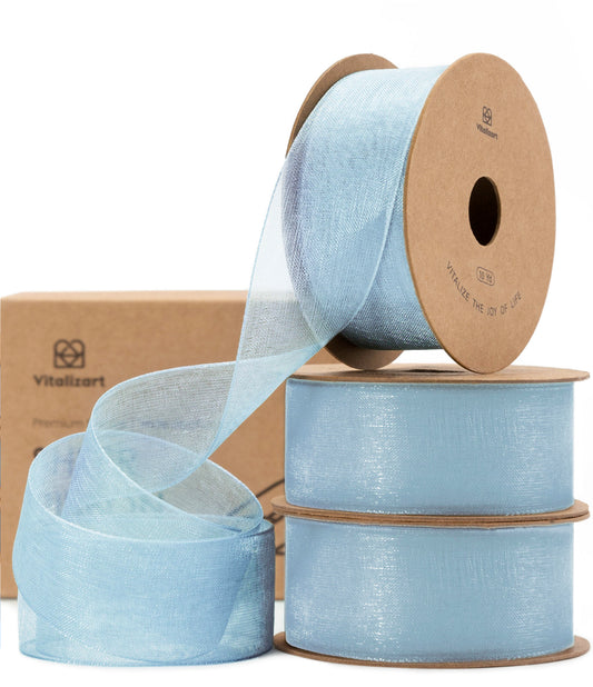 ORGANZA SHEER RIBBON 1“ X 30 YD (BLUE)