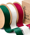 Double Faced Velvet Ribbon Set 1" x 15 Yd (Red & Green & Ivory ） - Vitalizart