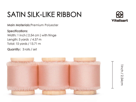 Silk Satin Ribbon With Wooden Spool 1" x 15 Yd (Light Pink)